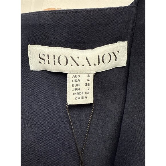 New Shona Joy Size US 4 Tulip Hem Midi Cocktail Slip Dress Sleeveless Navy Blue - Picture 7 of 11